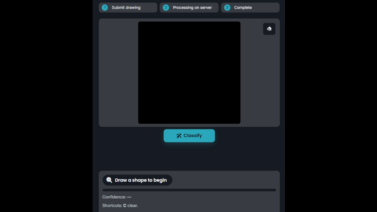 Preview of the Shape Classifier demo interface